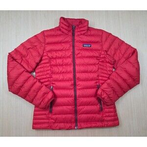Patagonia Down Sweater Jacket Women's Small Red Puffer Full Zip 84683